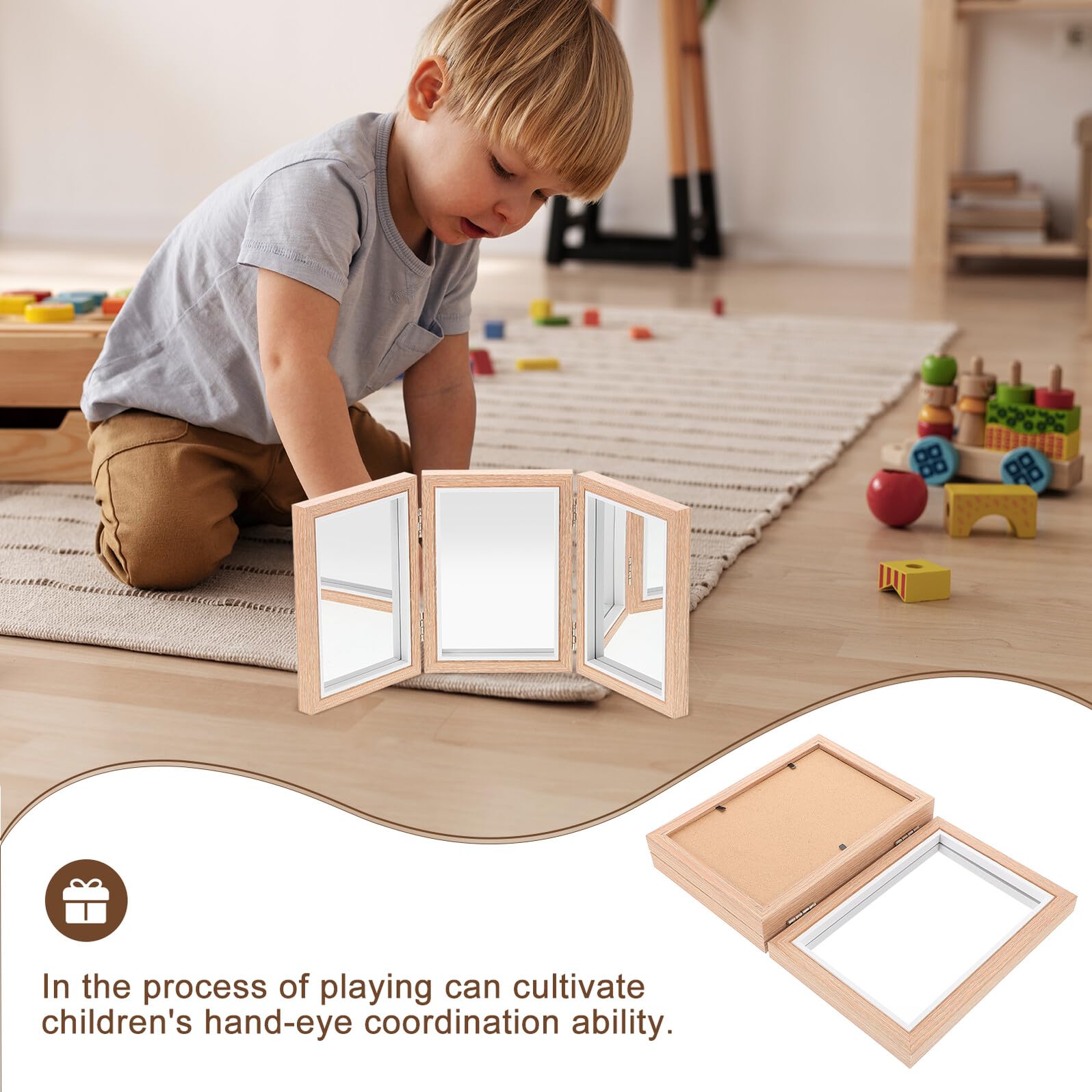 Miroir Montessori Coordination Œil-main Pliable, pour Tout-petits