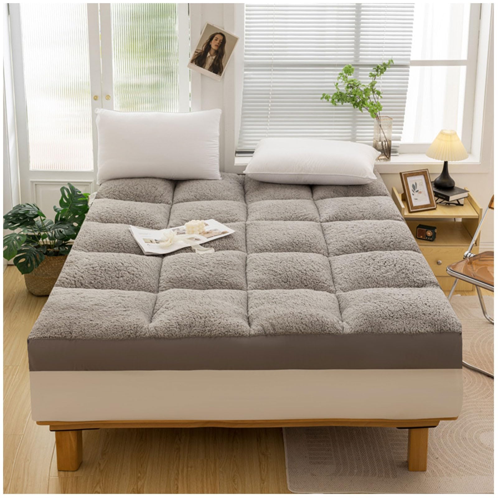 Materac Matratze with tiefer Kieszenie Akzent Schlafzimmer Decorativ 100 * 200cm 3 STÜCKE Gsteppte Baumwolle Spannbettlaken and Kissenbezüge Matratzenbezugsschutz für Apartment Hotel Gastfami