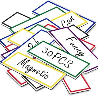 30 Pcs Dry Erase Magnet Labels for Whiteboard, 1.5 x 4 Inch Writable Magnetic Name Tags Strips Plates for Whiteboard,Class...