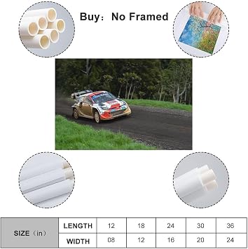 CWBUFD World Rally Championship Poster GR Yaris Racing Car Gallop Decorative Canvas Family Bedroom Artwork Picture Painting 12x18inch(30x45cm)