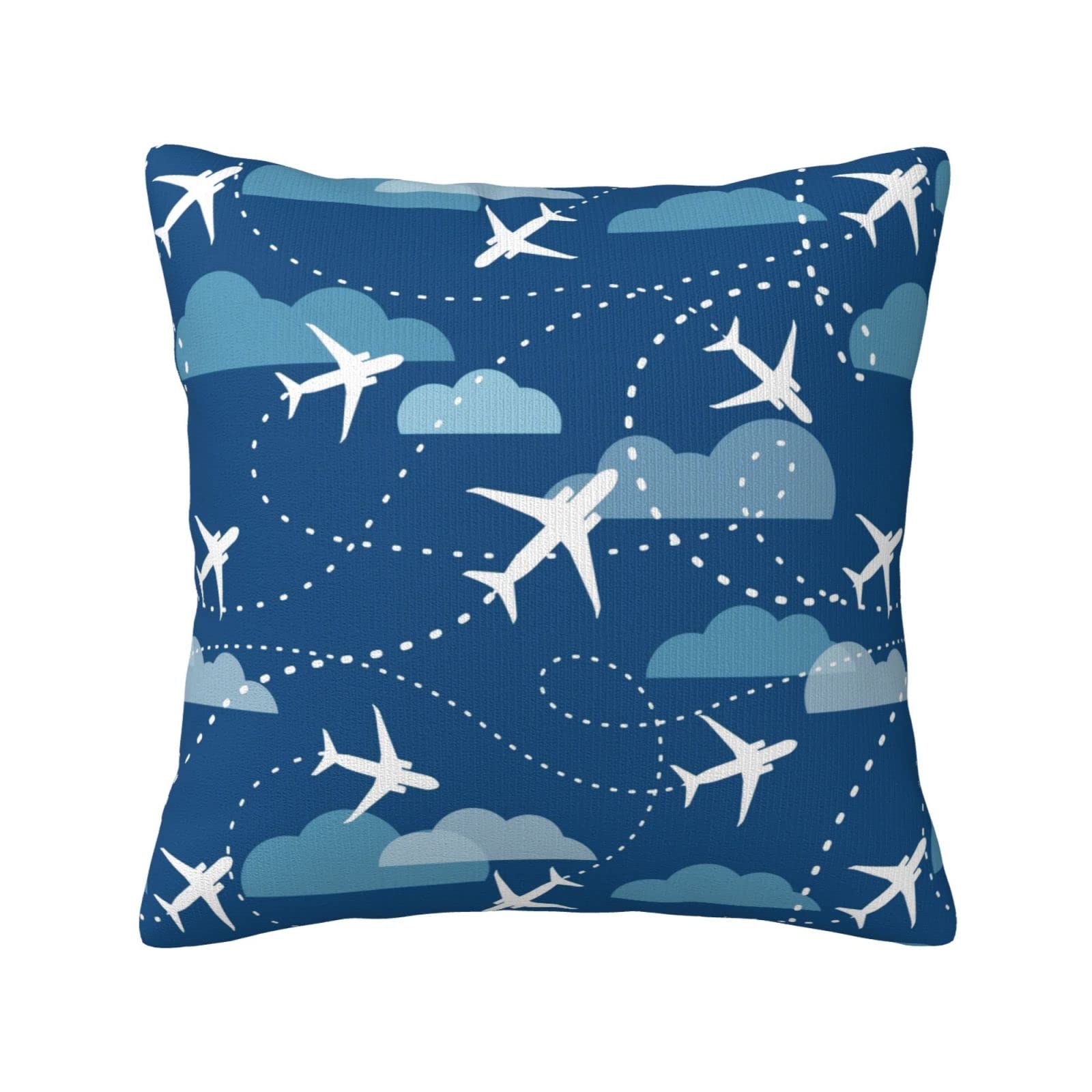 Airplane Aircraft Plane Pattern Pillows Covers 18 X 18 Inch Throw Pillowcase Home Decorative Cushion Cover for Couch Sofa Chair Decor