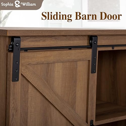 Miniatura 3 de Sophia & William Gabinete de barra de café para cocina, armario de almacenamiento de buffet con puerta corrediza de granero, 31.9 pulgadas de