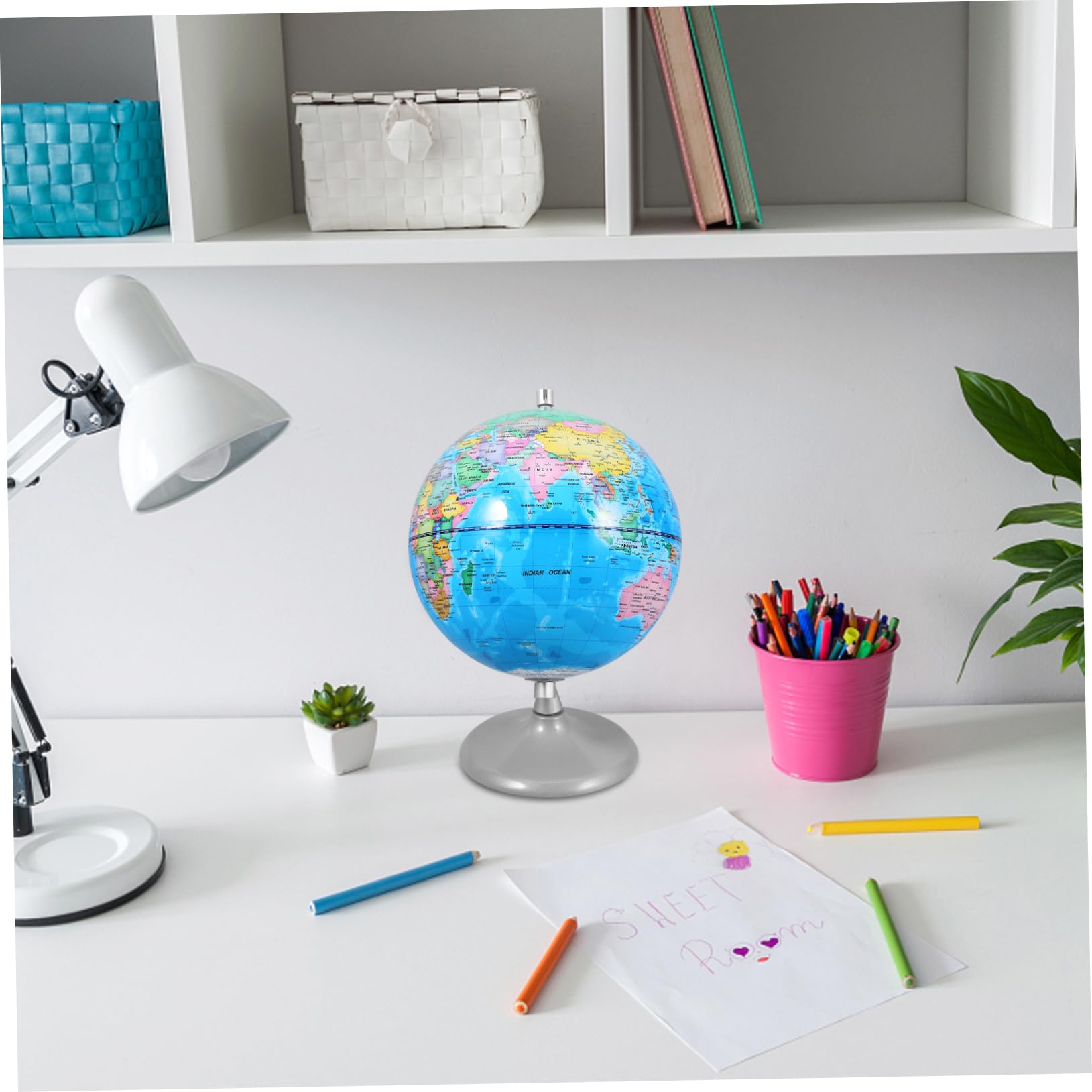Didiseaon Mini Globe Didattico Interattivo per Bambini 4-12 Anni, Mappamondo 20 CM in Ferro Base Stabile, Globo Educativo per Studenti a Casa e Scuola