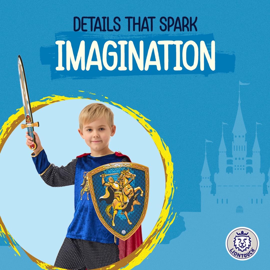 Liontouch - Medieval Knight Bundle with Costume, Sword & Shield – 3-6 Years | Pretend Play Dress-Up Set | Chainmail-Style Outfit & Soft Foam Accessories