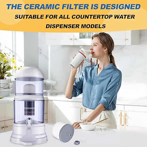 Miniatura 7 de Reemplazo de filtro de agua de cúpula de cerámica de 0.2 a 0.5 micras para sistema de filtro de agua de encimera, paquete de 4