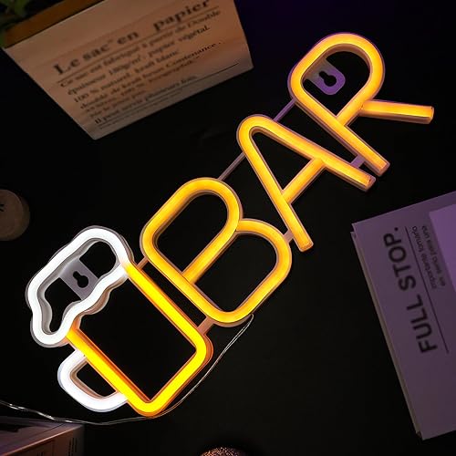 Letrero de neón para decoración de pared, WIOSOUL Beer Neon Light Draft Beer - Vaso de cerveza con pilas para bar en casa, cueva de hombre, cóctel,