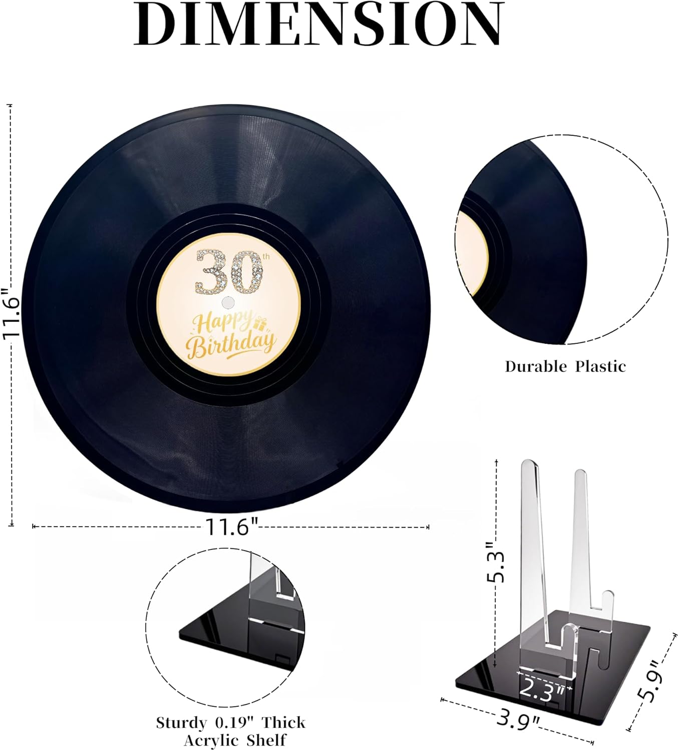 Vinyl Record Style Birthday Guest Book for 30th Birthday Decorations - Large 11.6"x11.6" Sign-In Poster with 12 Pens | Unique Keepsake Gift for Birthday Party Decor (30th,30th - 02, 11.6"L x 11.6"W) - Image 4