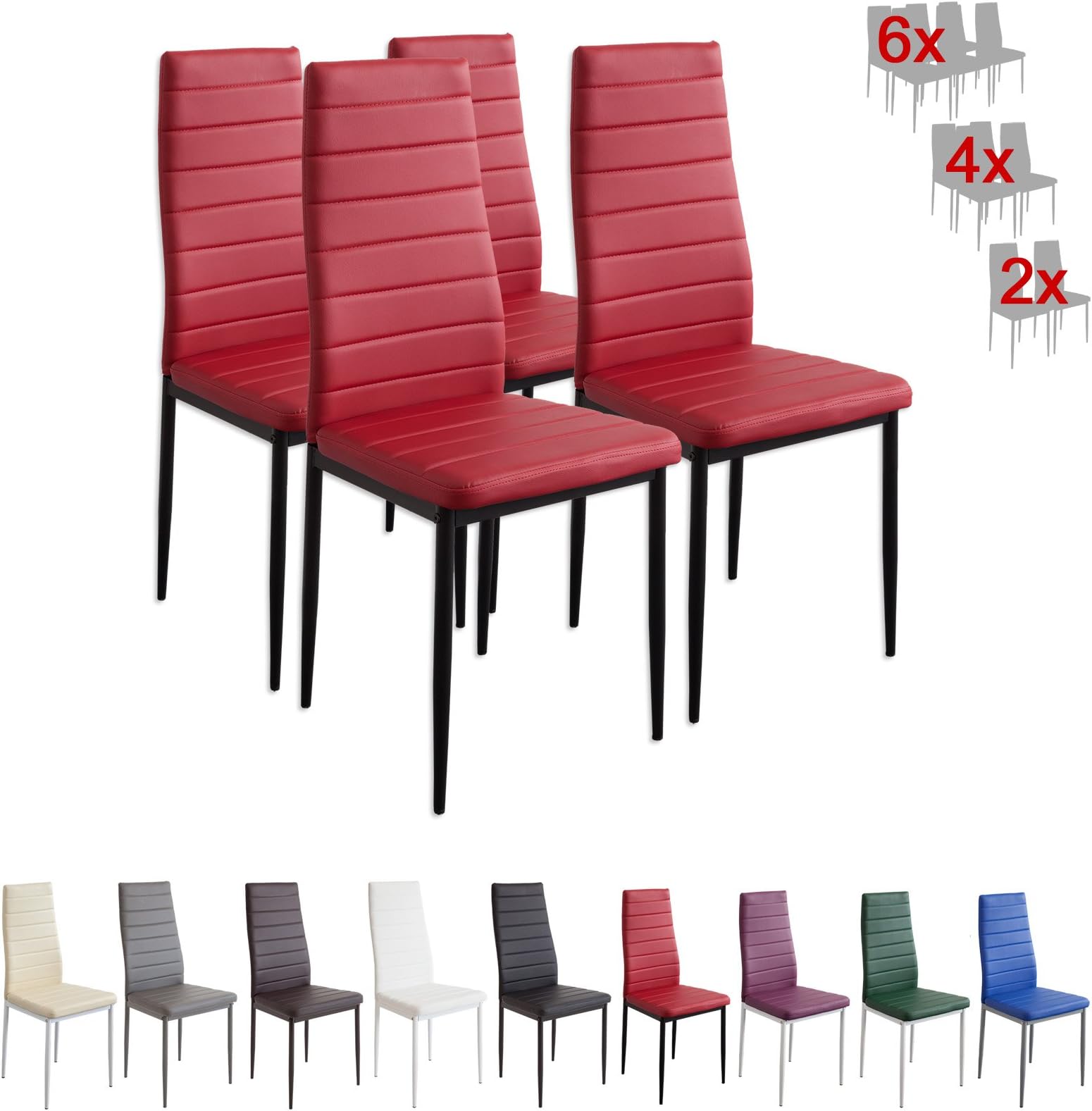 Albatros 2704 MILANO dining chairs, set of 4, red, SGS tested