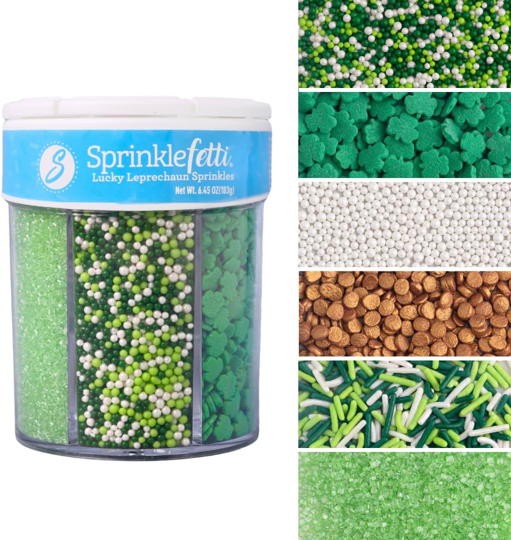 Shamrock Sprinkles, St. Patrick's Day, Edible Sprinkle Mix, Green Jimmies, Perfect for Cake Decorating, Bake, Ice Cream, Cookies, Cupcake Topper, 6.45 oz (