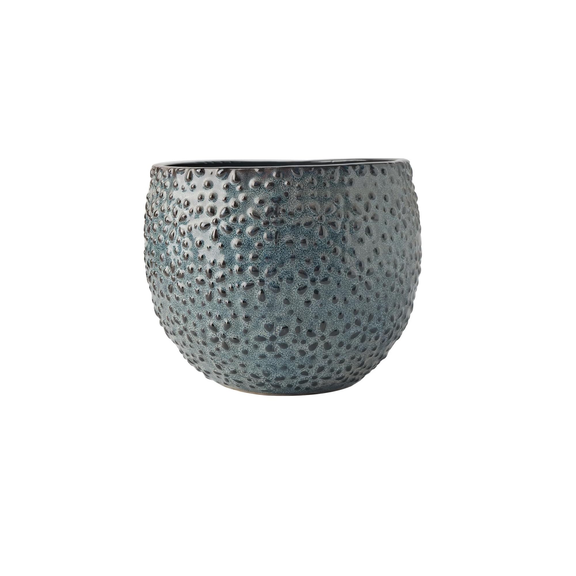Vaso da fiori in ceramica per interni ed esterni, rotondo, per piante grasse, orchidee, vasi moderni, fioriere decorative gardenix (blu, medio)