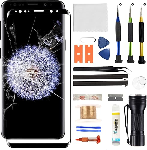 Reemplazo de pantalla frontal de vidrio para Galaxy S9  Compatible con Samsung Galaxy S9 G960 Series 5.8 pulgadas y kit completo de herramientas de