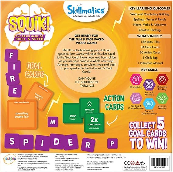 Skillmatics SQUIK - the Word Edition | Letter Card Game To Improve Vocabulary, Encourage Reading and Increase Memory | Fun for the Entire Family | Ages 6-99