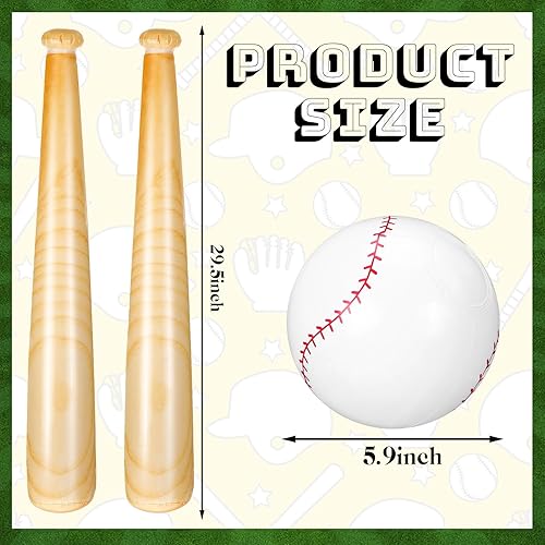 Miniatura 7 de Juego de 3 piezas de béisbol para playa, bate de béisbol, incluye pelota de playa de 11 pulgadas y 2 bates de béisbol inflables, recuerdos de fiesta