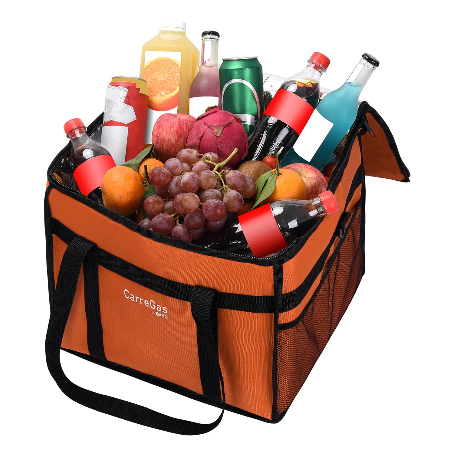 Isoliertasche für heiße Lebensmittel, 53 x 30 x 28 cm, für kalte und warme Speisen, Pizza, Restaurant, Uber Eats Liefertasche, Picknick, Lebensmitteleinkaufstasche, Orange, 38 x 38 x 32 cm