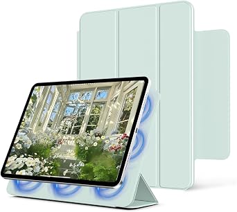 Case for iPad Air 11 Inch M4/M3/M2 2026/2025/2024, for iPad Air 5th/4th Generation 10.9 Inch with Clasp, Smart Folio Magnetic Cover, Slim Tri-fold Stand & Auto Wake/Sleep, Mint Green
