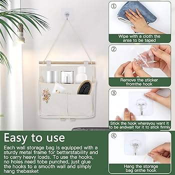 Over The Door Closet Organizer Wall Hanging Storage Bags With 3 Pockets For Bedroom & Bathroom Sturdy Fabric Organizer - | PH