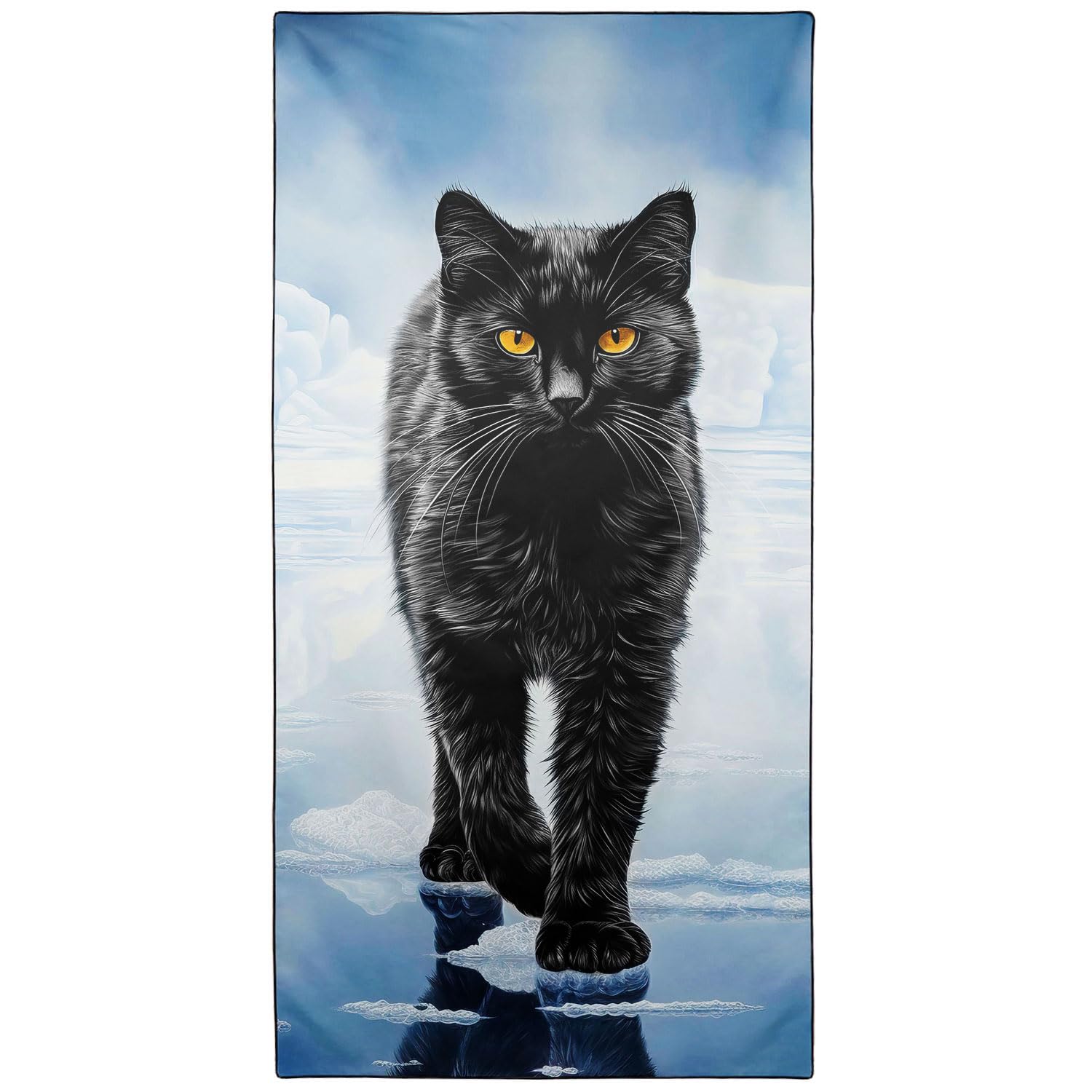 YISUMEI Black Cat Beach Towels for Adults Extra Large 180 x 90 cm, Microfibre Quick Dry Towel for Travel Swimming Camping Sports