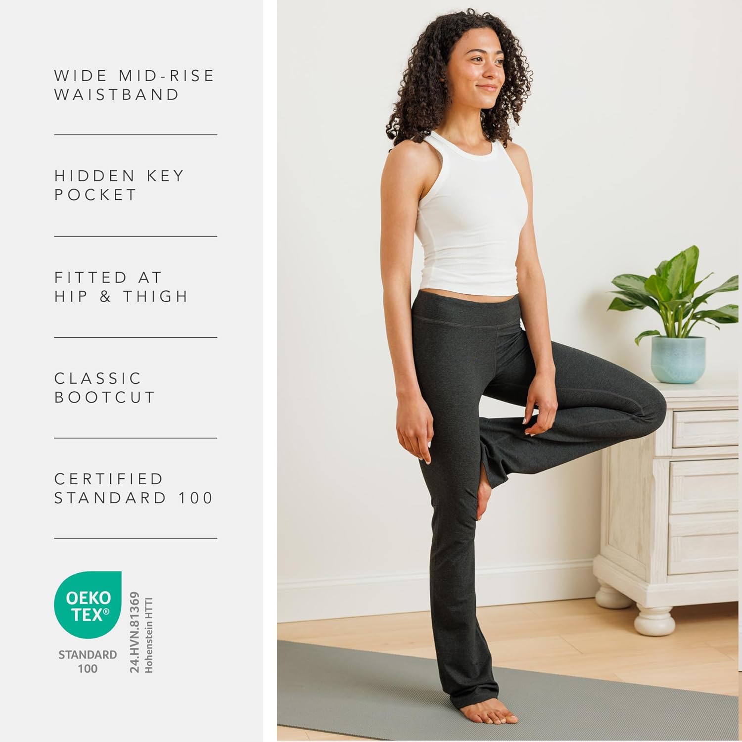 Fishers Finery Women's Organic Cotton Blend Bootcut Yoga Pant; Athletic Casual Pant - Image 3