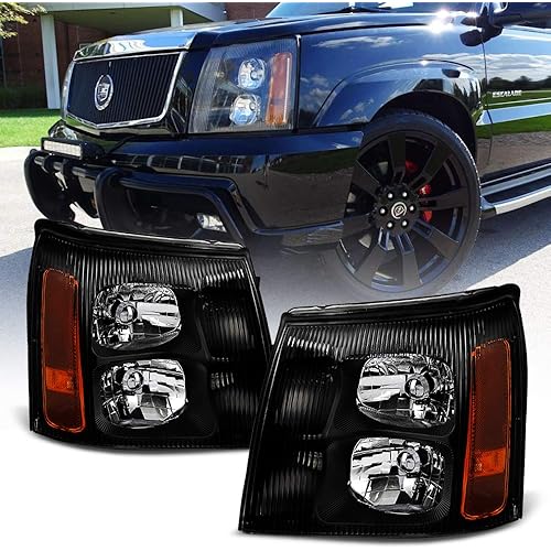 ACANII - For 2003-2006 Cadillac Escalade (HID Model Only) Black Headlights Headlamps Head Lights Driver + Passenger Side