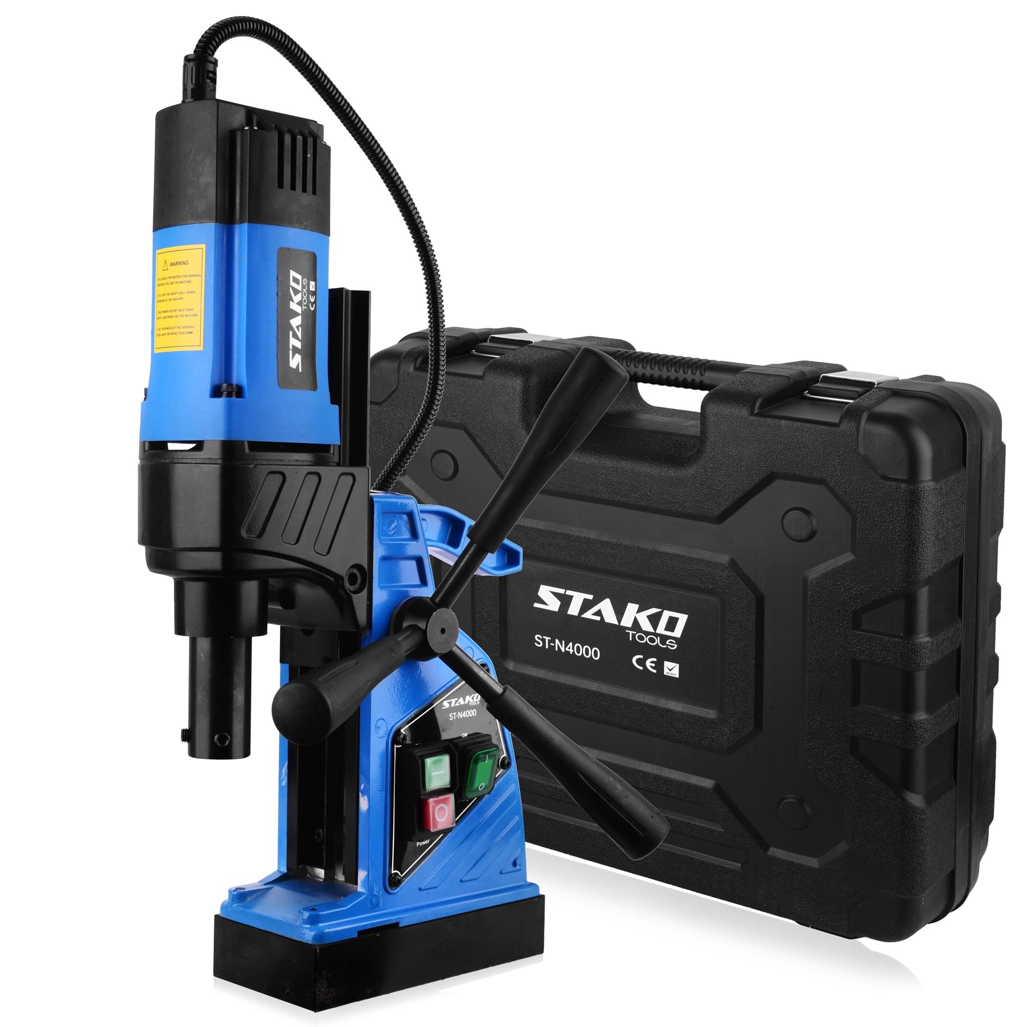 STAKO ST-N4000 Max Ø 40 mm Trapano magnetico 1480 W con valigetta – Magnetkraft 15500N – Carotatrice portatile per lavorazione dei metalli con Weldon 19 mm e Mandrino B16 3-16 mm – Leight 10 kg