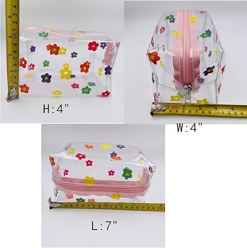 Miniatura 7 de Bonita bolsa de maquillaje transparente de flores, bolsa de cosméticos florales, bolsas de aseo portátiles, con organizador de viaje con cremallera