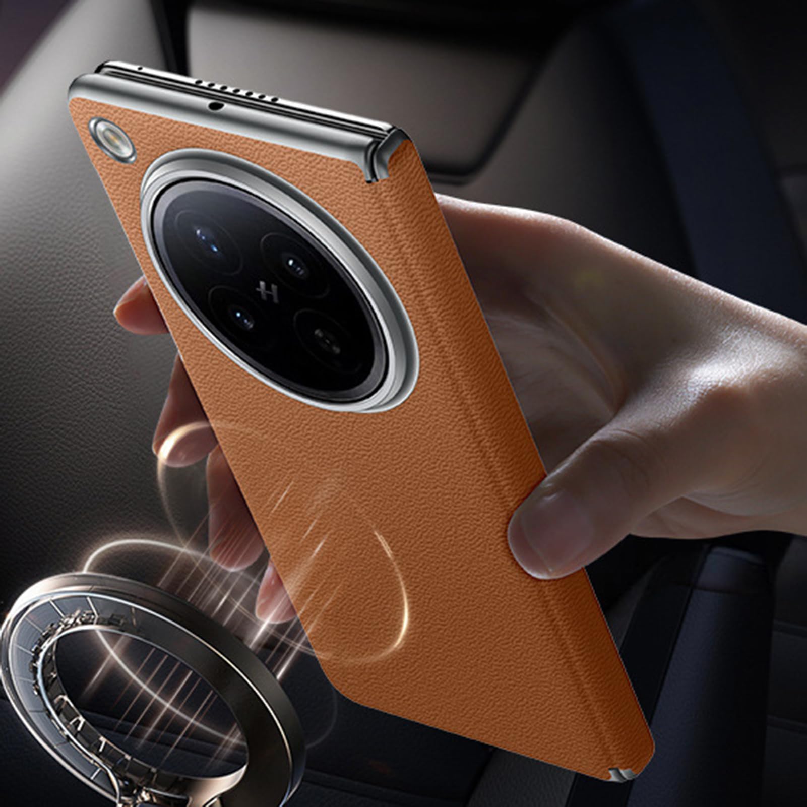 Magnetyczne etui do Oppo Find N6, bezprzewodowe ładowanie, skórzana, osłona na zawias, odporna na uderzenia