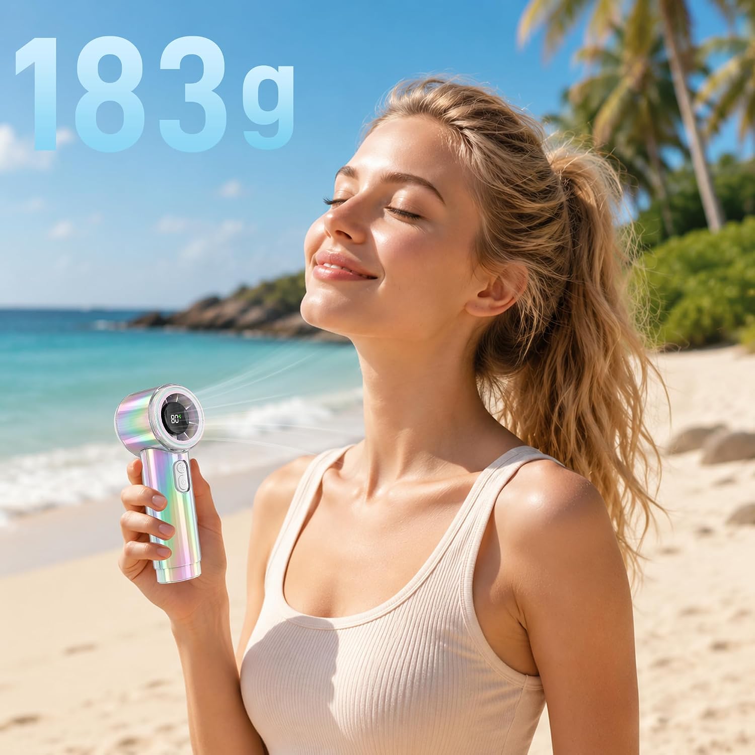 Handheld Fan, 12H Runtime Portable Rechargeable Personal Turbo Fan