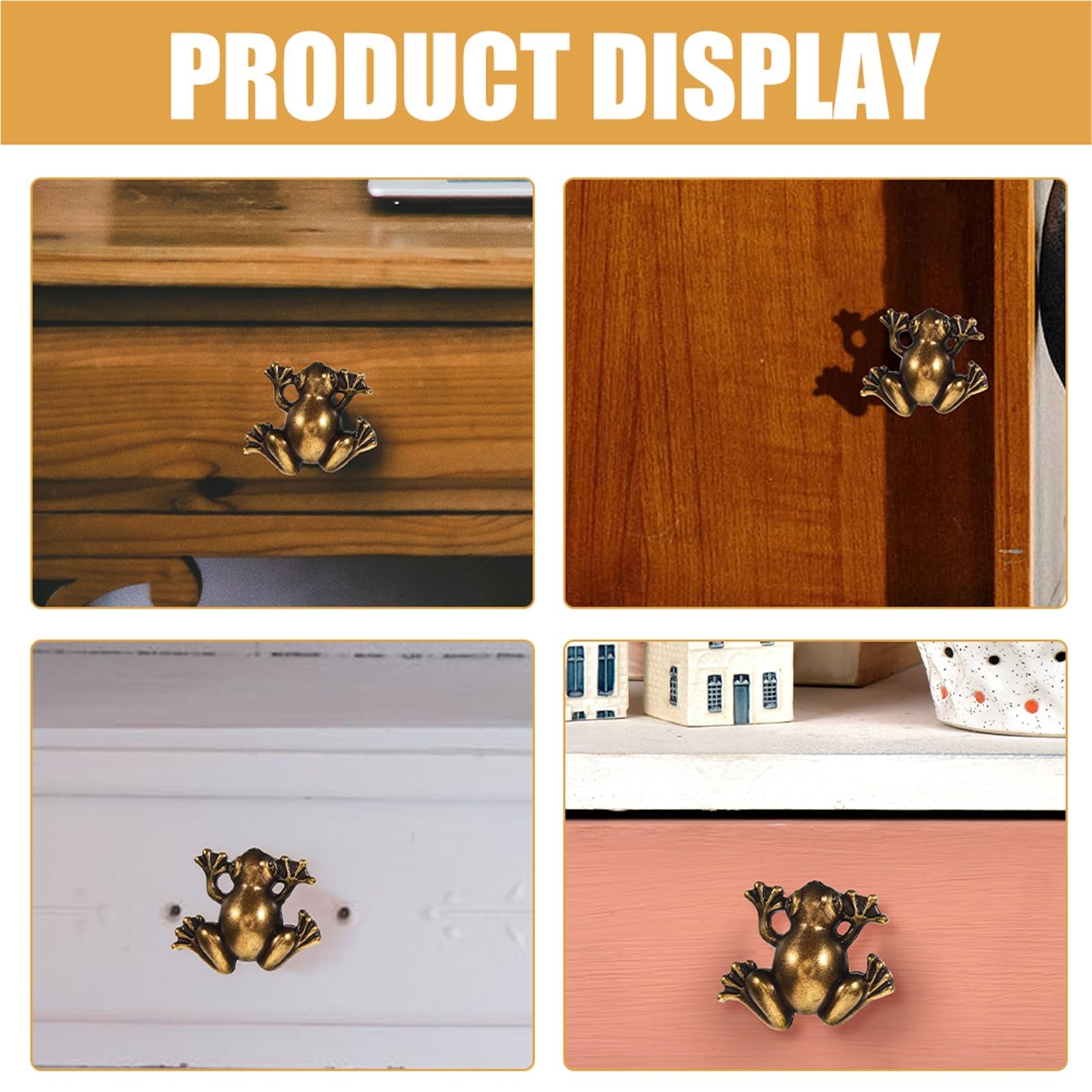 Hohota 4 Pcs Frog Cabinet Door Handle Drawer Pulls Accessories Furniture Metal Zinc Alloy Furniture Handle Accessory