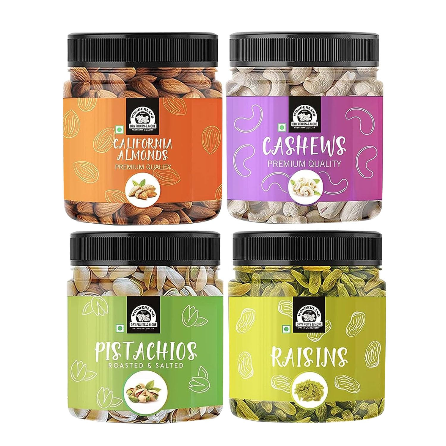 WONDERLAND FOODS (DEVICE) Premium Dry Fruits Combo Pack 800 grams in PET Jars (Almonds+Cashews+Pistachios+Raisins(200g each)) (B08PSK8SBQ) Amazon Price History, Amazon Price Tracker