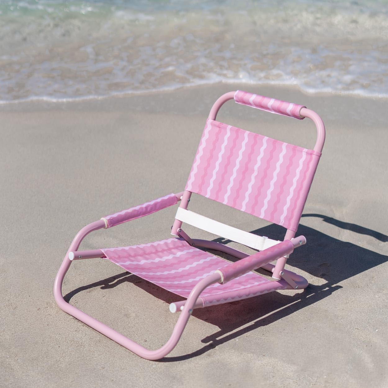 Flamingueo Chaise de Plage Légère - Dossier Pliable - Poignée de Transport - Tissu Polyester et Aluminium - Rose