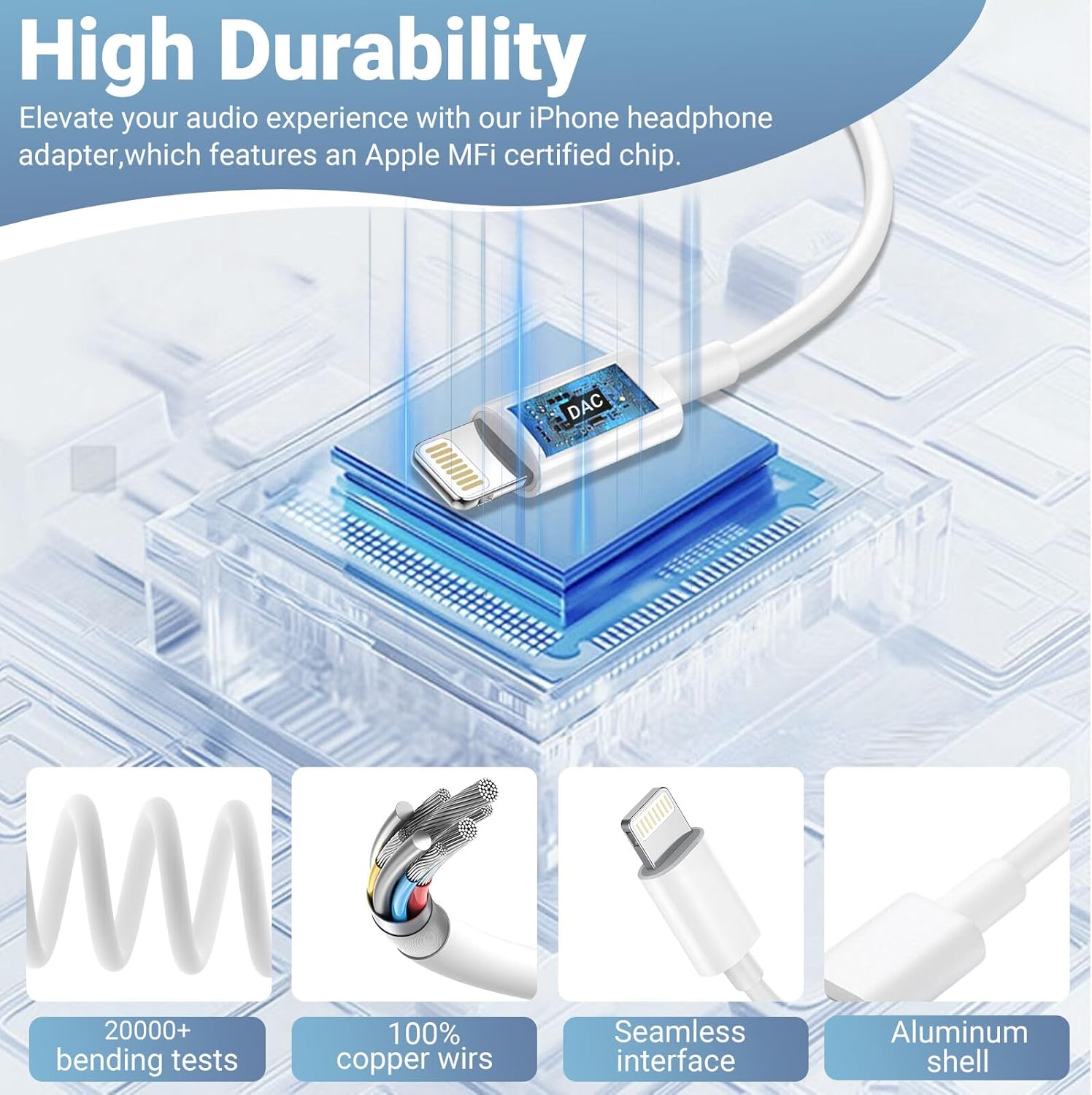 Lightning to 3.5mm Audio Jack Adapter Apple MFi Certified iPhone Headphone Jack Adapter Lightning to Aux Adaptor Dongle for iPhone 14 13 12 11 XS XR X 8 7 2 Pack - Image 3