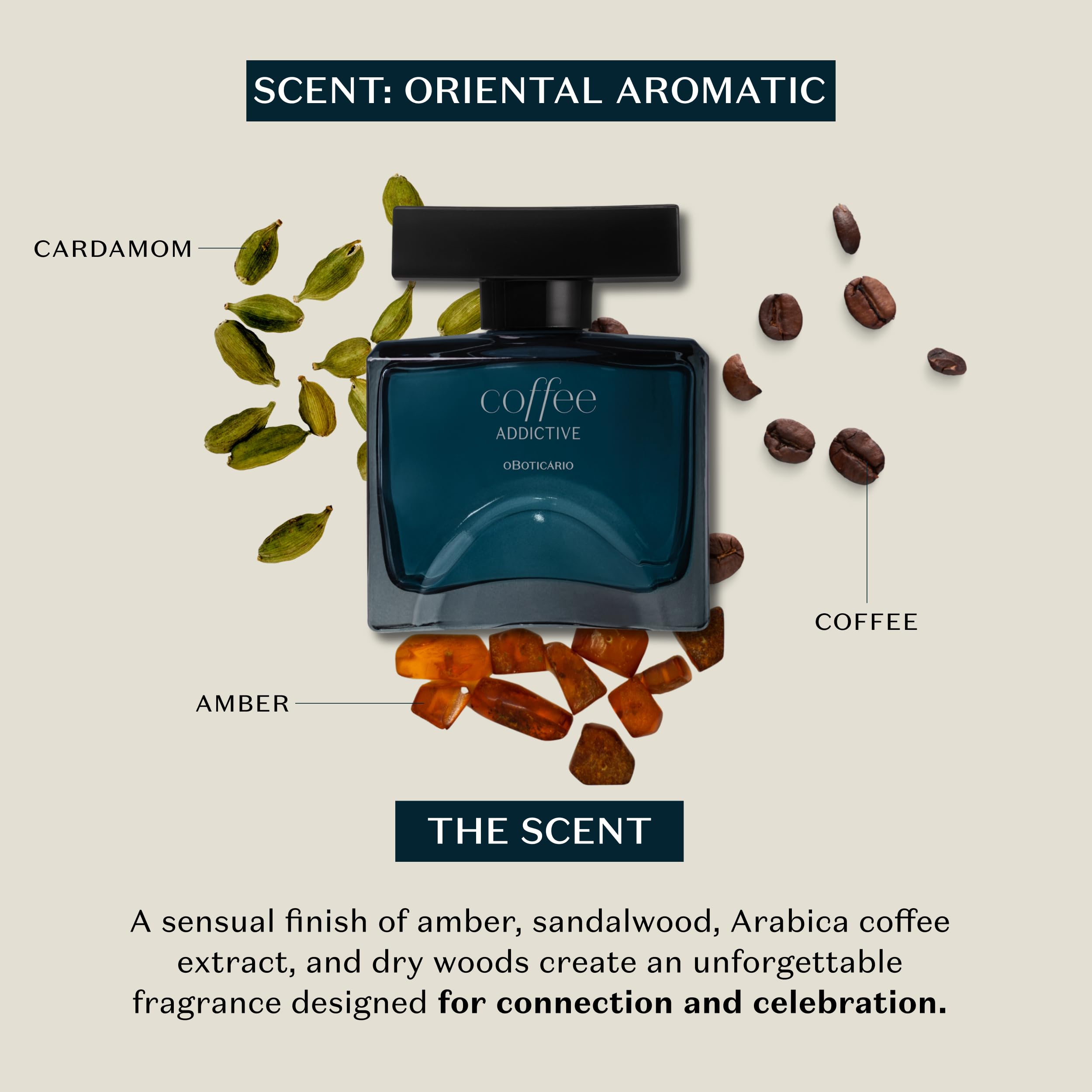 O Boticário Coffee Addictive Man Eau de Toilette 100 ml Parfum Oriental Cardamome, Ambre et Café