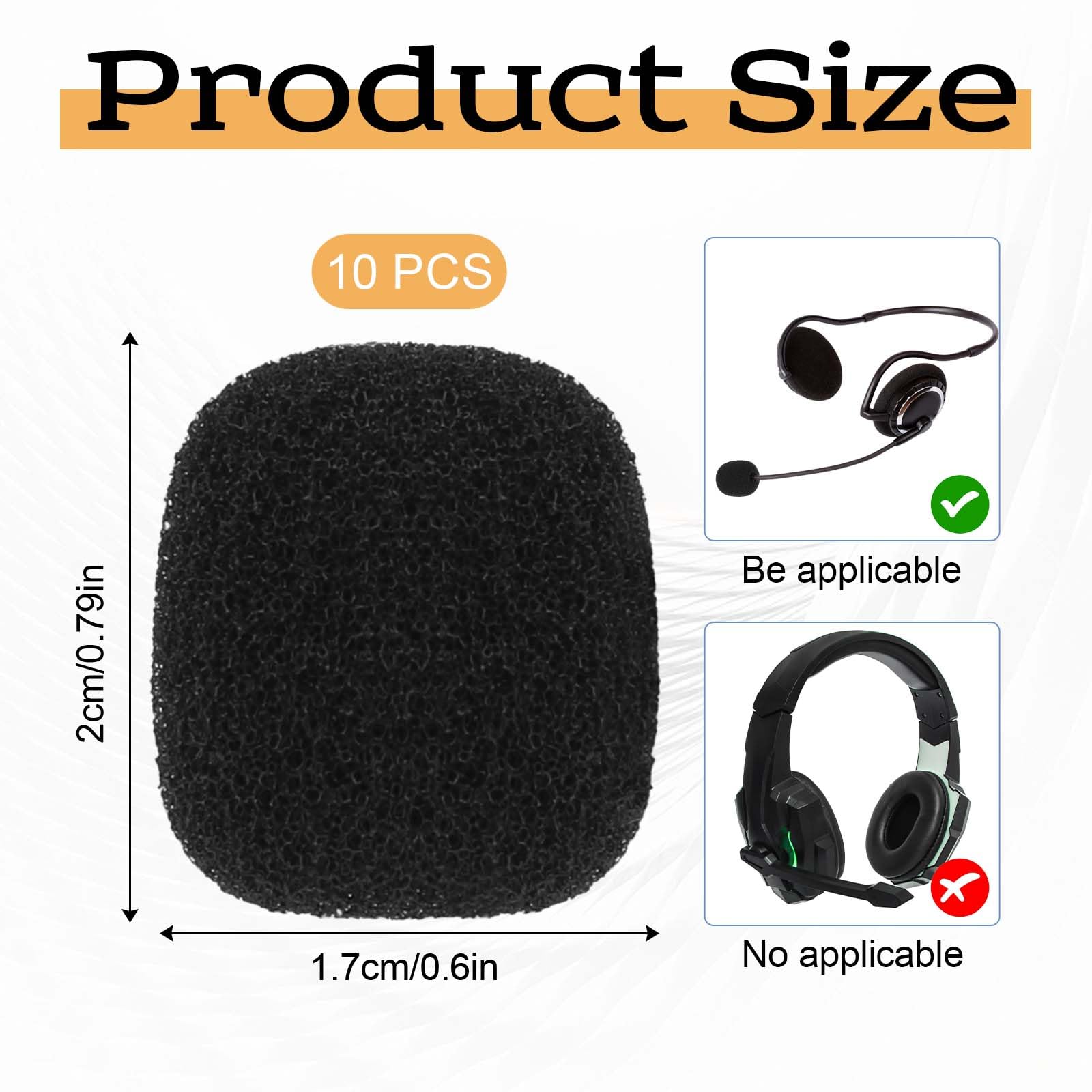 10 Pack Lapel Microphone Windscreen Handheld Microphone Cover Comfortable Micro Covers Foam Pop Filter Replacement Mini Noise Reduction Windshield for Mic Protection (Black)