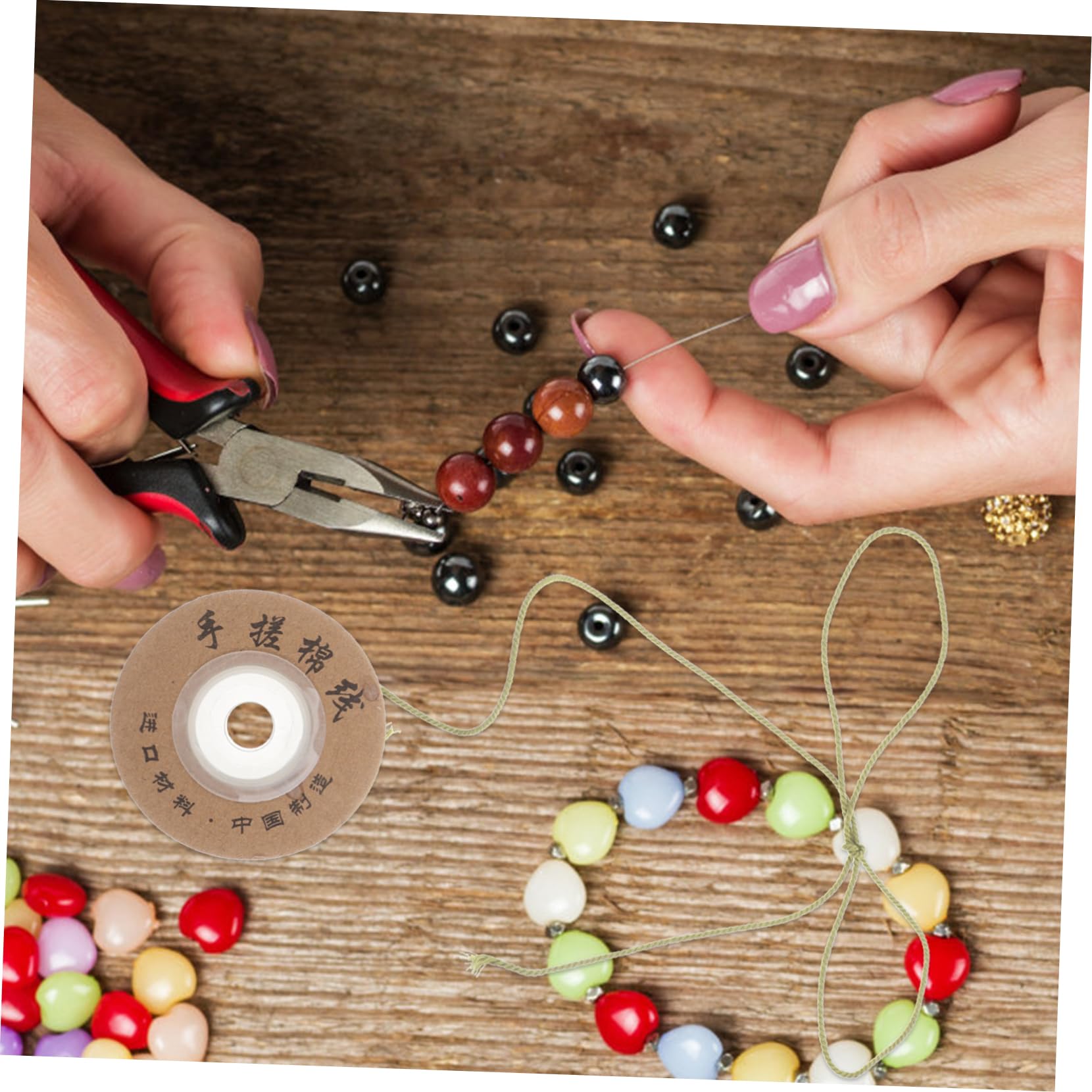 WOONEKY 12piezas Cuerda De Algodón Para Pulseras Hilo De Beading De Cordón De Algodón Manualidades Por Rollo