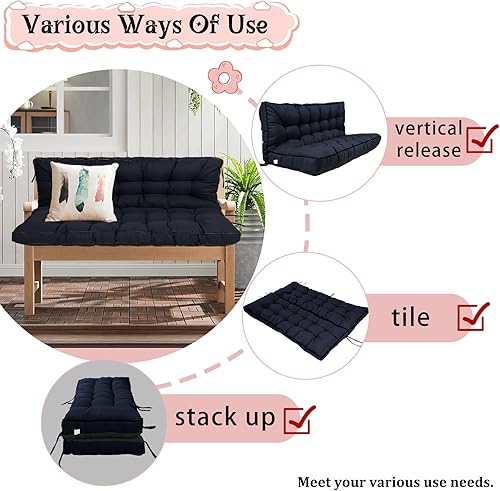 Miniatura 171 de Cojín de repuesto para columpio de 2-3 asientos, cojines de banco para exteriores con respaldo grueso de 4 pulgadas, muebles de patio, jardín, Flor