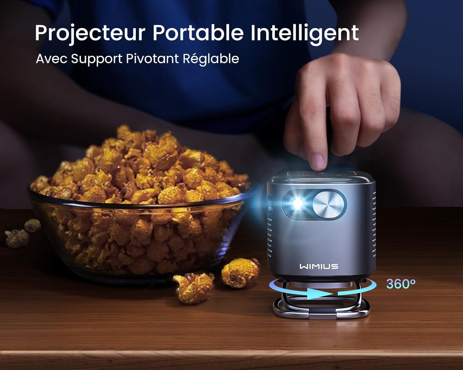 Vidéoprojecteur Portable WiMiUS Q2 - Android TV 11.0 - 500 ANSI - Ultra Courte Focale - Parfait Pour Films Et Gaming