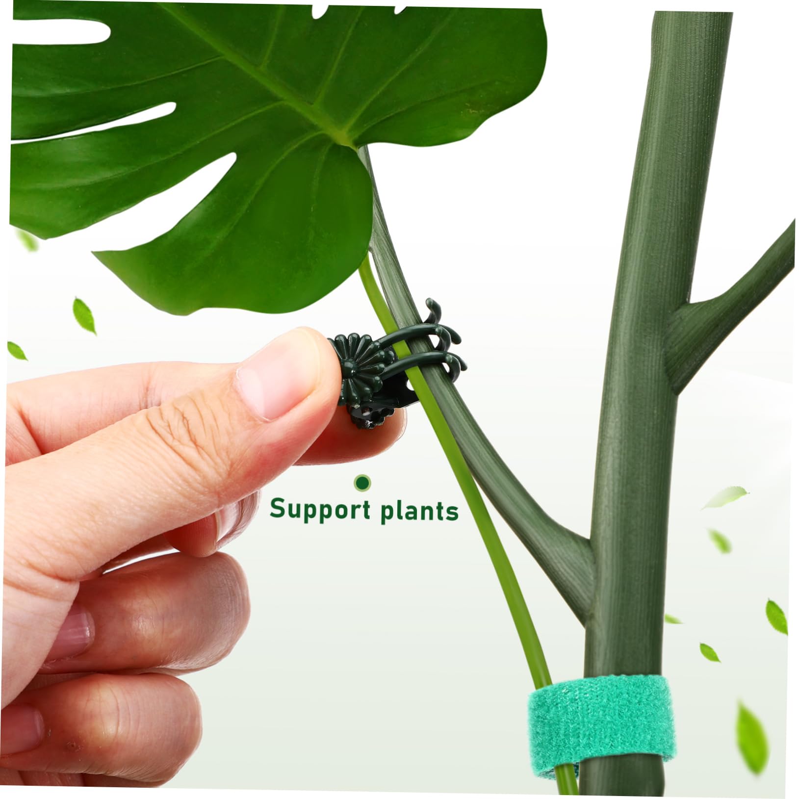 VANZACK Tuteur pour Plantes Grimpantes en Plastique Vert, 1 Set Clips à Fleurs et Attaches Torsadées, Résistant, pour Intérieur et Jardin