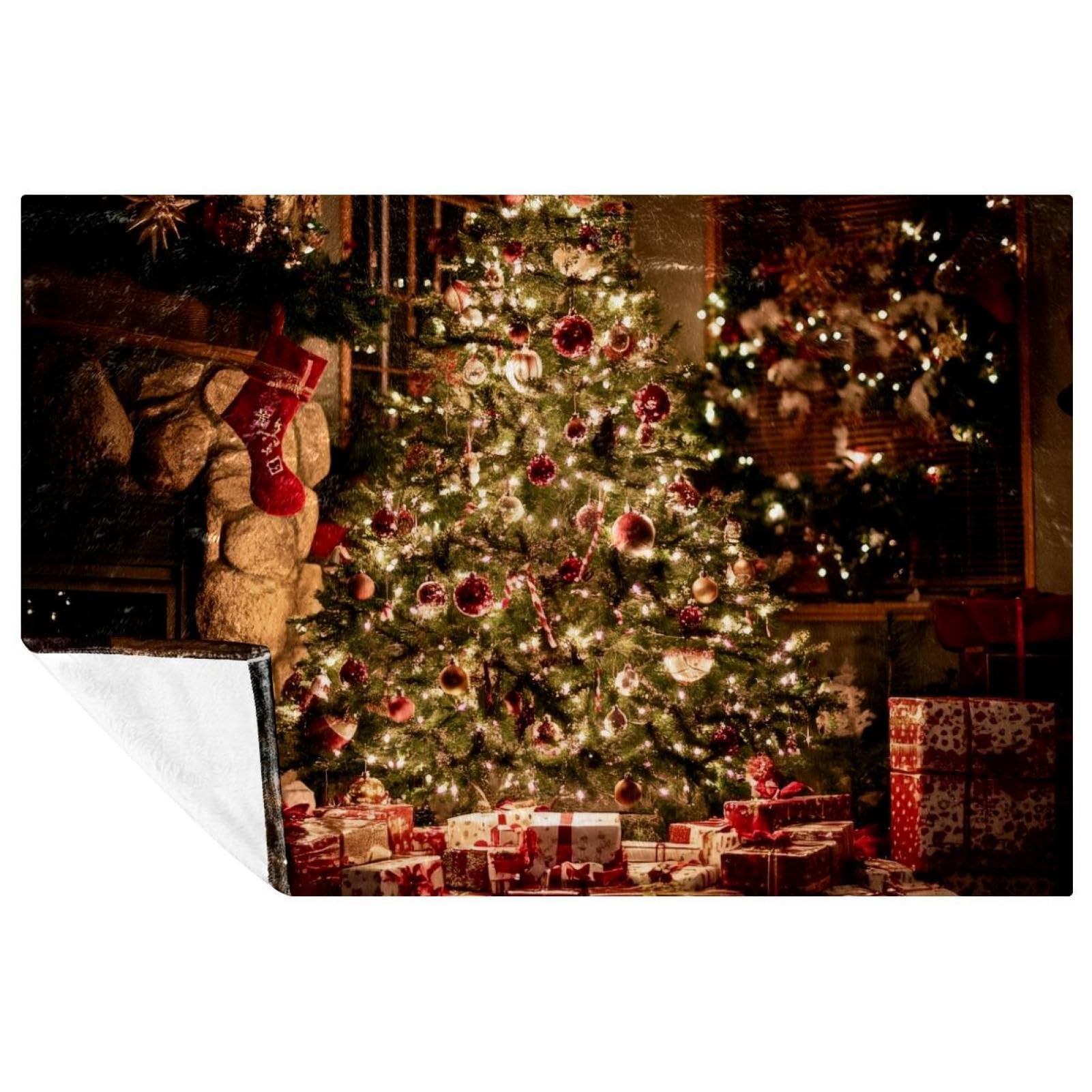 Plaid Noël chaud anti-froid 150x100 cm pour canapé et camping