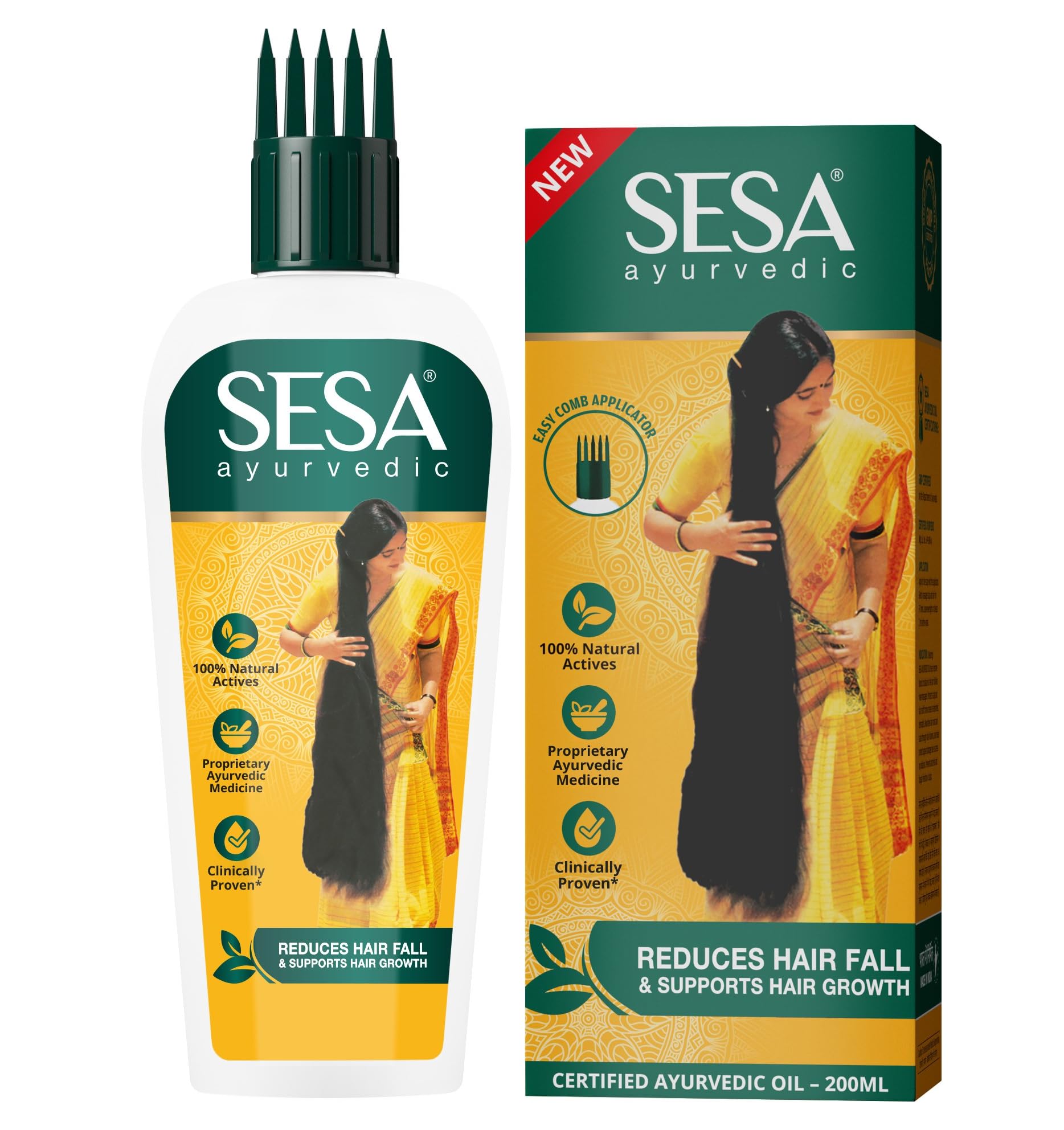 Sesa Ayurvedic Hair Oil 5000 Year Old Kshir Pak Vidhi, Bhringraj & 17 Rare Herbs With 5 Nourishing Oils All Hair Types No Mineral Oil 200 ml Pack Of 1, Multi, 6.7 Fl Oz (Pack Of 1)