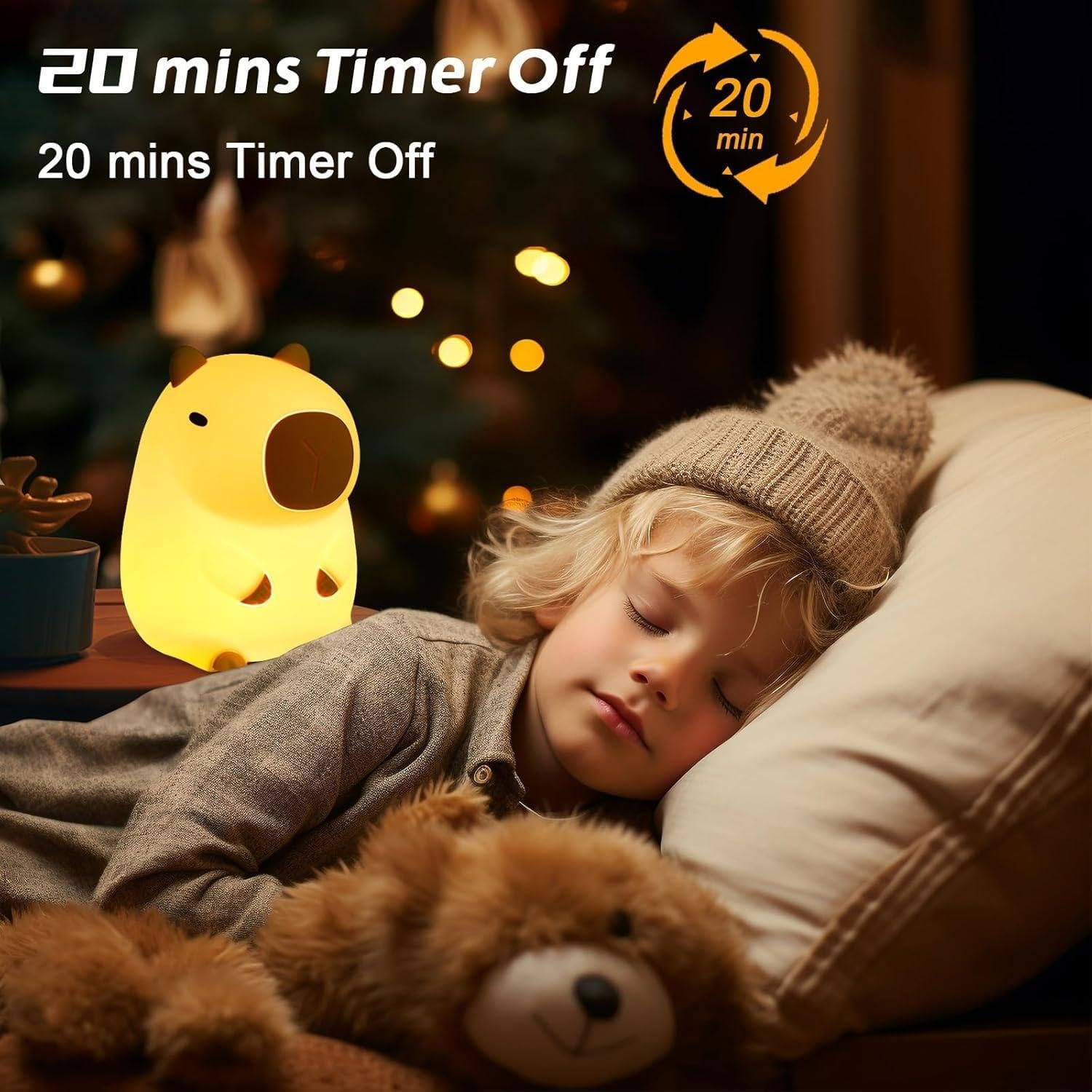 Lampki nocne z kapibarą, lampki LED z kapibarą, lampka z kapibarą ładowana przez USB, lampki nocne dla dzieci do przedszkola, silikonowa lampka nocna dla dzieci do sypialni, salonu i łóżka (B)