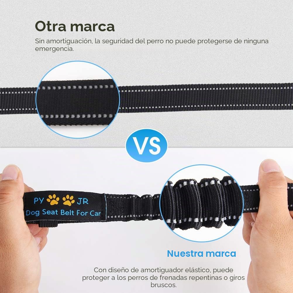 Cinturón de Seguridad para Perro, 3 En 1 Correa de Coche Ajustable de Nylon, Mosquetón Resistente Con Cierre de Seguridad para Mascotas