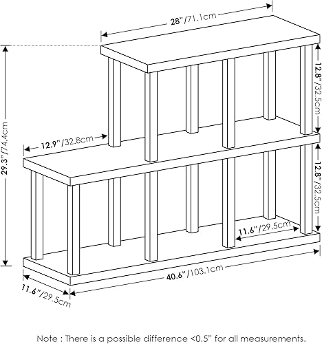 Miniatura 76 de Furinno Turn-N-Tube - Estante decorativo de exhibición sin herramientas, escalera de 3 niveles, blanco sólido/negro Blanco