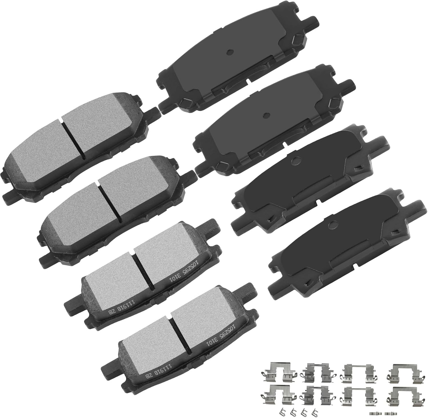 cciyu D1005 D996 Front & Rear Semi-Metallic Disc Brake Pads Kit For Lexus RX330 2004-2006,For Lexus RX350 2007-2009,For Toyota For Highlander 2006-2007 8PCS