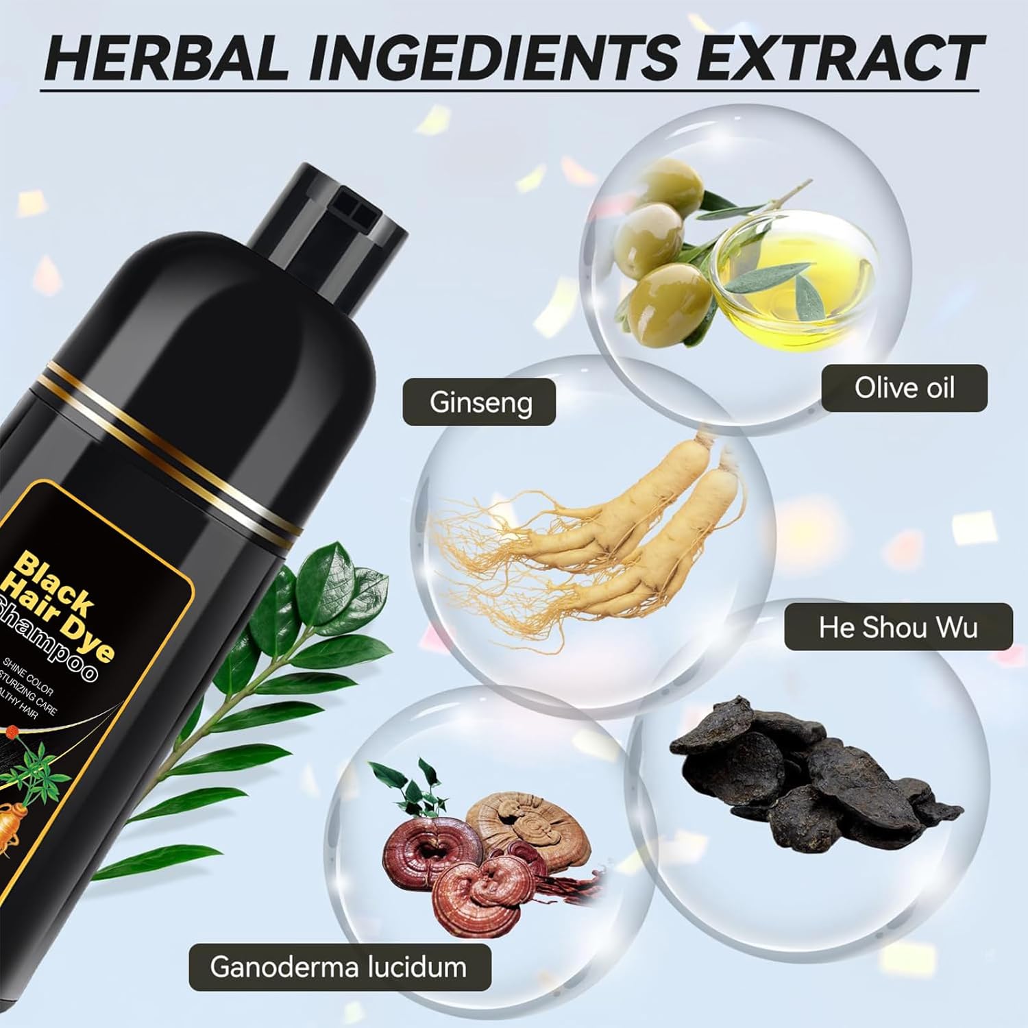 Black Hair Dye Shampoo Instant & Easy 3-in-1 Hair Color Solution for Men and Women - Herbal Formula, Ammonia-free, Lasts 30 Days - 16.90 oz - Image 4