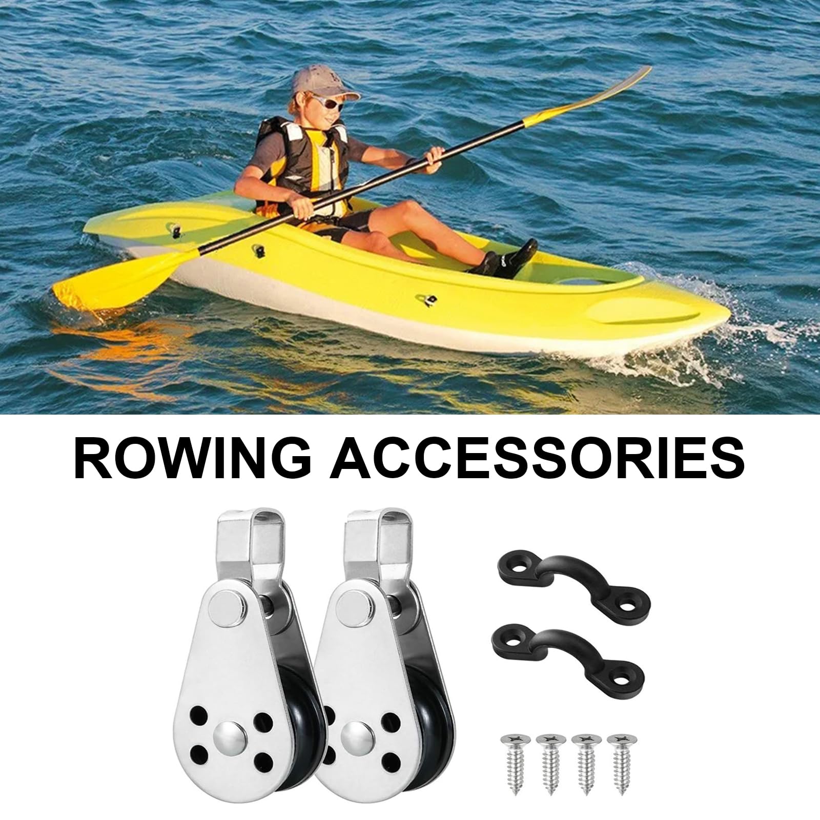 Bloc de poulie avec œillet en Nylon et vis pour canoës-Kayak, Bateaux, canoës-Kayak, Ancres, Kits de Chariot, Facile à Installer, Installation Facile de la poulie
