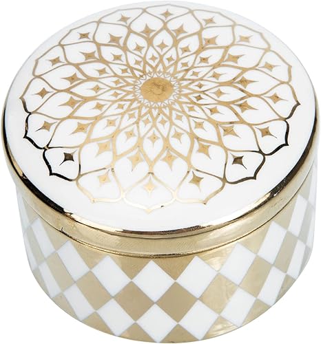 KALLORY Joyero de cerámica, caja de joyería vintage, contenedores con tapas, decoración de escritorio, caja pequeña de baratija, caja de cerámica