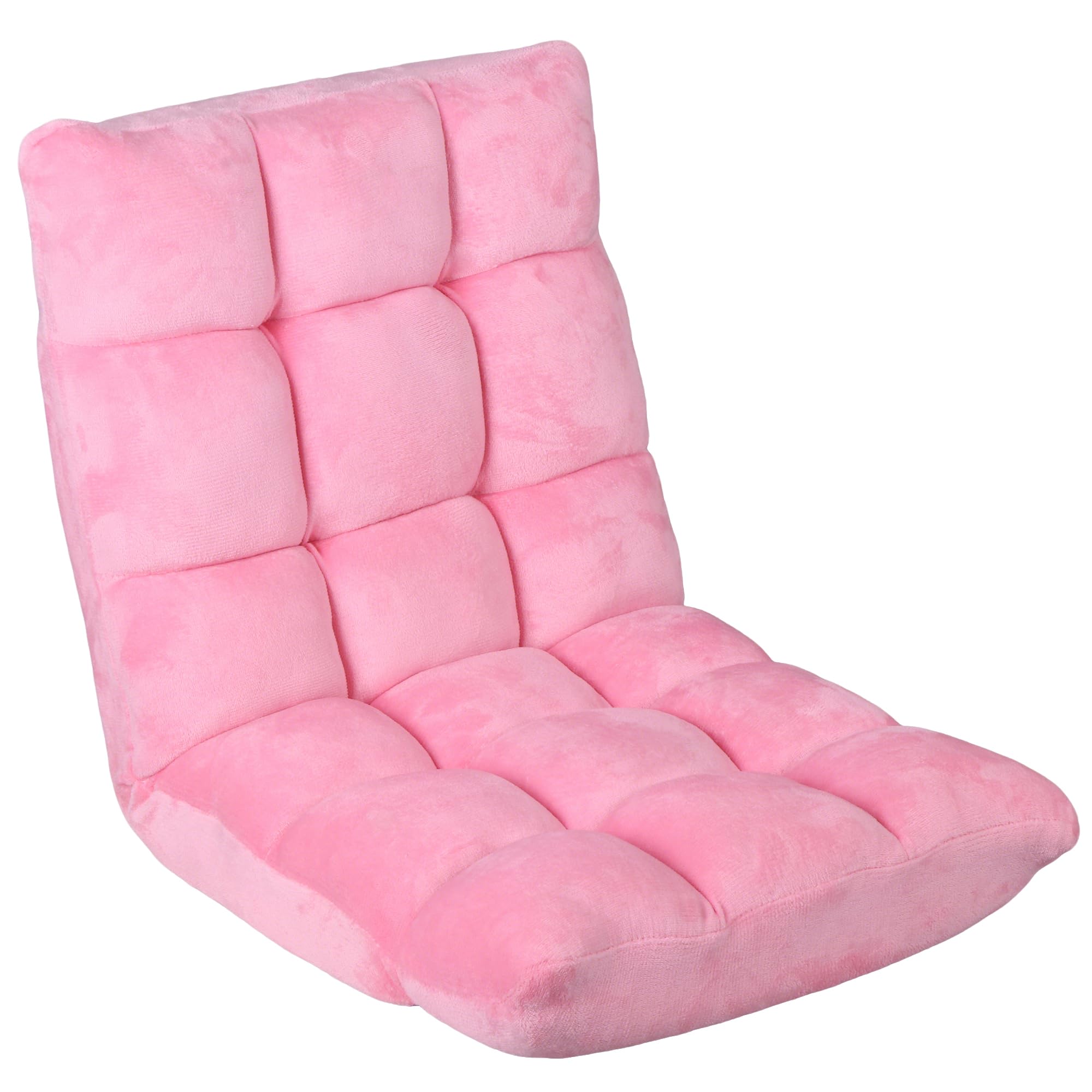Nouva Adjustable Floor Chair 14-Position Sofa Bed Foldable Cushion Video Gaming Chairs Bean Bag Chair Reading Seating for Adults Kids Teens for Bedroom Living Room Indoor Use, Pink