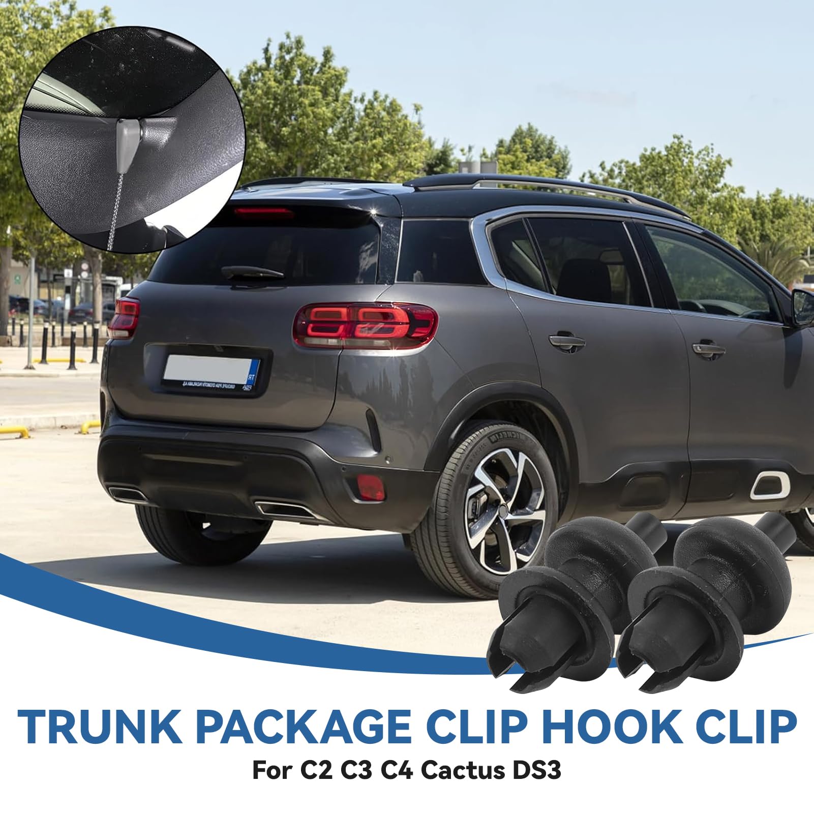 2PCS Trunk Parcel Shelf Tray Strap String Clip Plastic 699218 Rear Parcel Shelf Hook Clip for C2 C3 C4 Cactus DS3