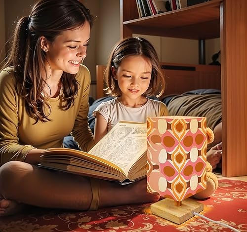 Miniatura 5 de Lámpara de mesita de noche de los años 70, patrón retro sin costuras, estilo estético, regulable, minimalista, lámpara de mesita de noche, base de