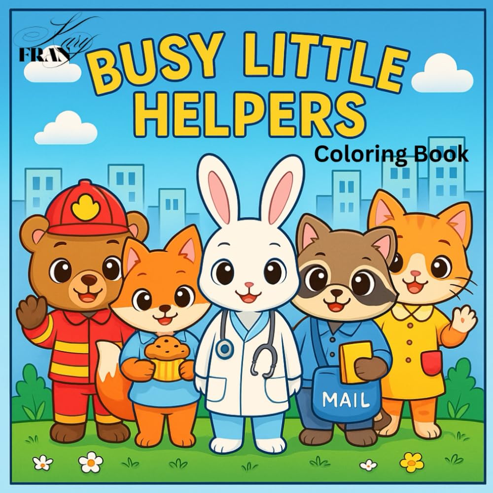 Busy Little Helpers: Kawaii Animal Coloring Book for Adults & Teens: Cute and Cozy Scenes of Animal Workers & Everyday Jobs for Stress Relief and ... Series) (Kary Kawaii Cozy Coloring Series)